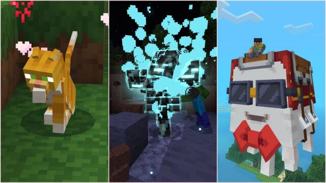 Happy Ghasts dostáva nové animácie a textúry, zatiaľ čo rôzne postrojy tiež získavajú rôzne textúry (obrázok prostredníctvom hry Sportskeeda Gaming || Mojang Studios)