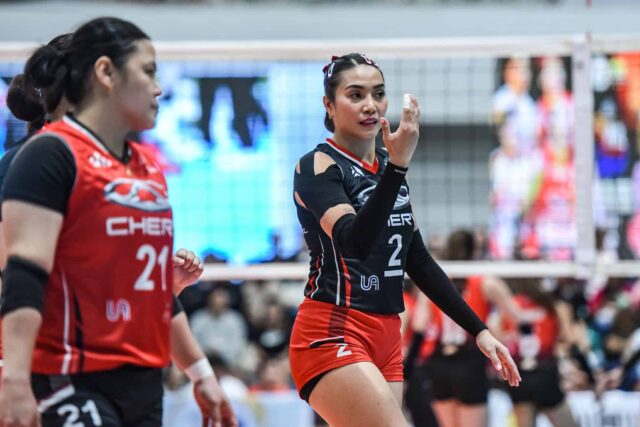 Aby Maraño počas PVL Crossoverov Chery Tiggo na prehliadke Tour proti Cignal HD Spikers.
