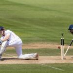 Akash Deep bojuje po zasiahnutí 4.4.6 na Castle Harry Brook o 23 v Eng vs Ind 2025 3. test (hodinky)