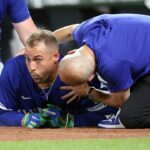 Blue Jays 'George Springer opúšťa hru potom, čo narazil do hlavy s výškou 96 km / h