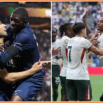 Ousmane Dembele oslavuje skóre pre PSG proti Real Madrid