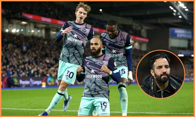 Bryan Mbeumo oslavuje poznámky Brentford proti vlkom