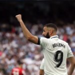 Karim Benzema reaguje na posledný rozhodujúci cieľ Gonzala García Real Madrid