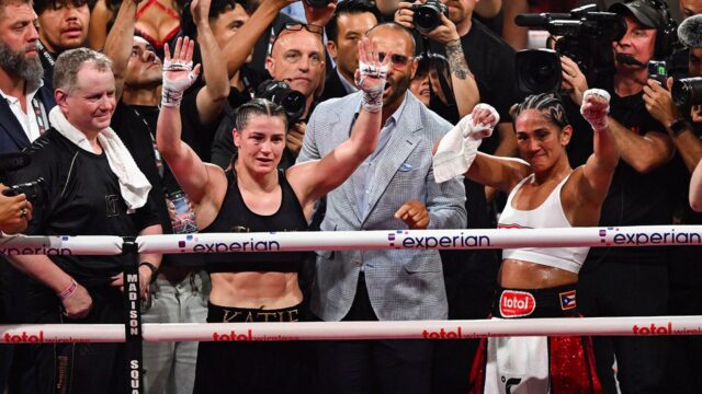 Katie Taylor „veľmi spokojná“ po dokončení trilógie zametania od Amandy Serrano

