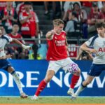 Martin Odegaard, syn Heung-Min a Max Dowman v akcii počas priateľskej prezenty medzi Arsenalom a Tottenhamom