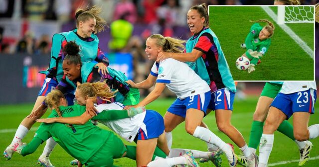 Lioness oslavuje dramatický pokutový kop, keď pozdraví hrdinská Hannah Hampton

