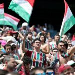 Fluminense fans raise flags in club colours