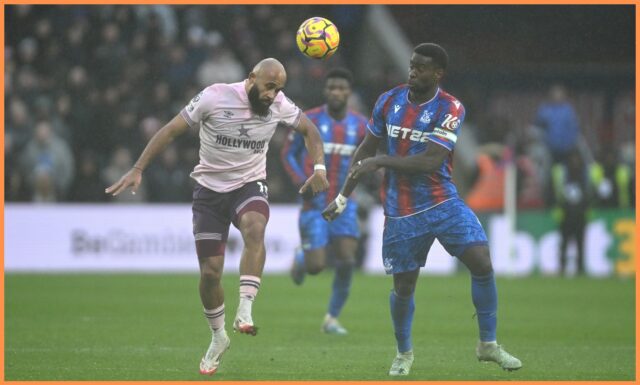 Bryan Mbeumo reaguje počas Brentford vs Brighton