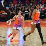 Caitlin Clark a Angel Reese sú videní hrania minulú sezónu v hre WNBA All-Star