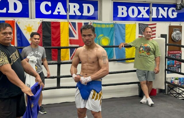 Pacquiao vs Barrios Manny Pacquiaso predstavuje fotografie po konci roku. Tréning v telocvični Wild Card v Los Angeles