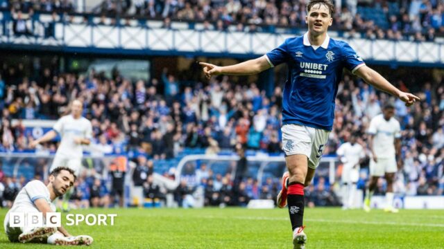 Rangers midfielder Findlay Curtis celebrates his goal