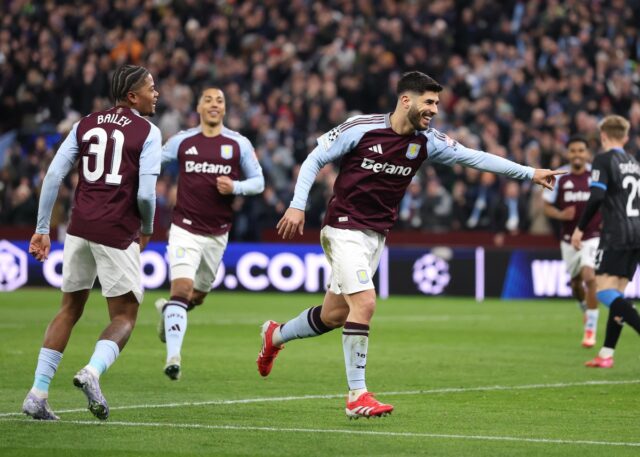 Marco Asensio oslavuje skóre pre Aston Villa vs. Club Brugge