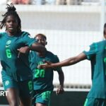 Esther Okoronkwo celebrates a goal for Nigeria