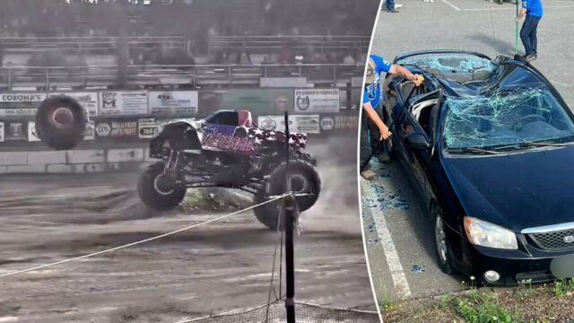 Washington Monster Truck Show sa pokazí, keď Rogue Wheel Flats zaparkovali auto

