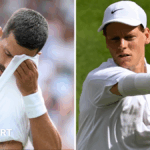 Split picture of Novak Djokovic and Jannik Sinner
