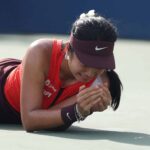 Alexandra Eala z Filipín oslavuje zápas zápasu proti Clare Tausonovej z Dánska počas prvého zápasu svojich žien v prvom kole v deň prvého dňa 2025 US Open v Národnom tenisovom centre Usta Billie Jean King 24. augusta 2025 v okolí Queens Borough z New Yorku.