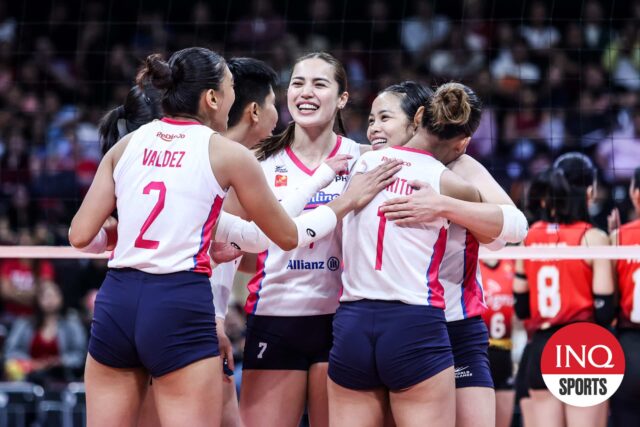 Michele Gumabao a Creamline Cool Smashers počas bronzovej medailovej hry v PVL na Tour