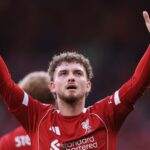 Liverpool, Anglicko - 4. augusta: Harvey Elliott z Liverpoolu počas priateľského zápasu pred sezónou medzi atletickým klubom Liverpool proti Bilbao v Anfielde 4. augusta 2025 v Liverpoole v Anglicku. (Foto: Robbie Jay Barratt - AMA/Getty Images)