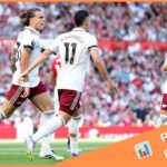 Declan Rice z Arsenalu v akcii proti človeku United