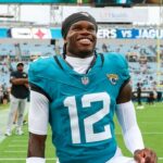 Jaguars 'Travis Seeker a manžel, Leanna, zavádza narodenie dieťaťa