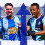 BBC graphic showing Plymouth manager Tom Cleverley, new Huddersfield striker Alfie May, Richard Kone of Wycombe and Blackpool boss Steve Bruce