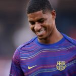 Mallorca, Španielsko - 16. augusta: Marcus Rashford z FC Barcelona sa zahreje pred športovým zápasom Laliga Ea medzi RCD Mallorca a FC Barcelona v Estadio de Son Moix 16. augusta 2025 v Mallorke v Španielsku. (Foto: Cristian Trujillo/Quality Sport Images/Getty Images)