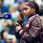 Gauff zasiahol v zápase osem dvojitých porúch, sedem v prvej sade.