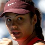 Emma Raducanu clenches her fist at the 2025 US Open