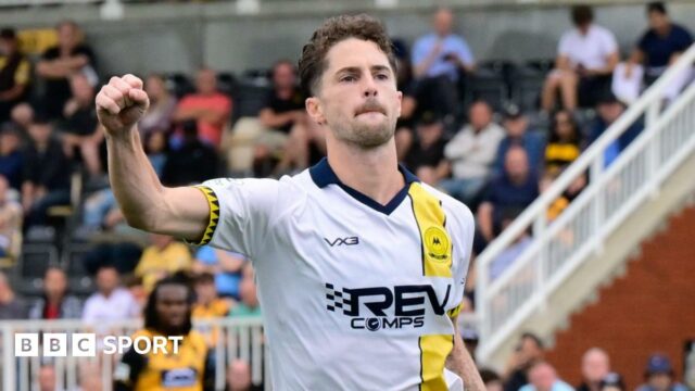 Jordan Young celebrates scoring for Torquay