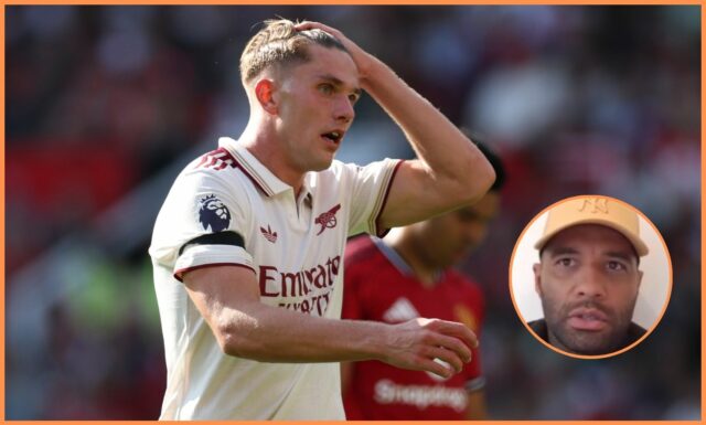 Viktor gyokery v akcii pre Arsenal v jeho debute Premier League proti Manchester United