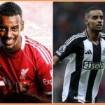 Alexander Isak oslavuje bodovanie pre Newcastle proti Ipswichovi