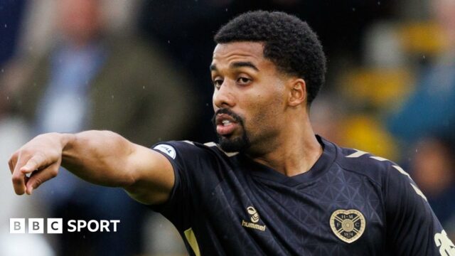 Hearts midfielder Ageu in action against Livingston