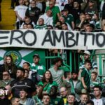 Celtic fans display a banner