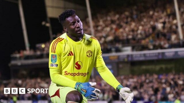 Andre Onana's only appearance for Manchester United this season came in the Carabao Cup second-round defeat at Grimsby