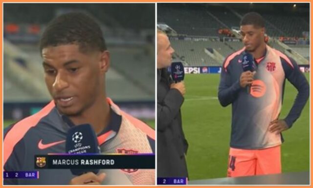 Marcus Rashford oslavuje bodovanie pre Barcelonu proti Newcastle
