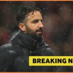 Ruben Amorim reaguje počas hry Man United vs Burnley v Old Trafford