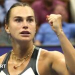 Aryna Sabalenka celebrates