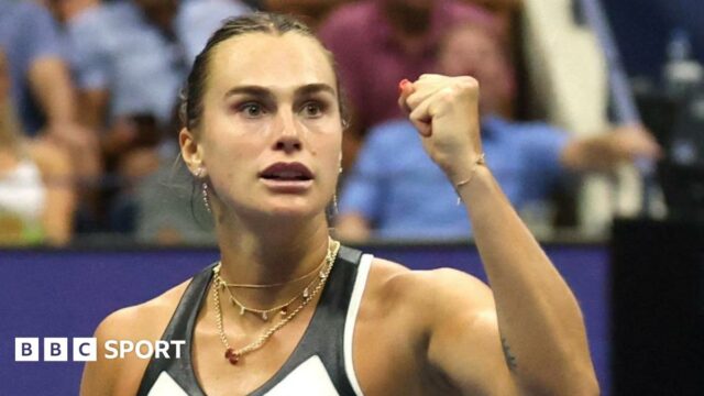 Aryna Sabalenka celebrates