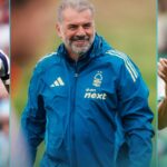 Spurs letné finalizácie Prihlásenia sa s Nottm Woodland v trojcestnom postecoglou stretnutí uprostred keltského nájazdu ako 6 celebrít preradených