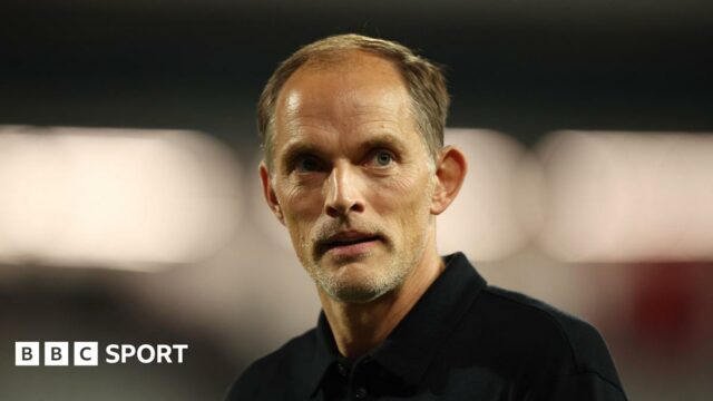 England boss Thomas Tuchel during victory over Serbia in 2026 World Cup qualifier