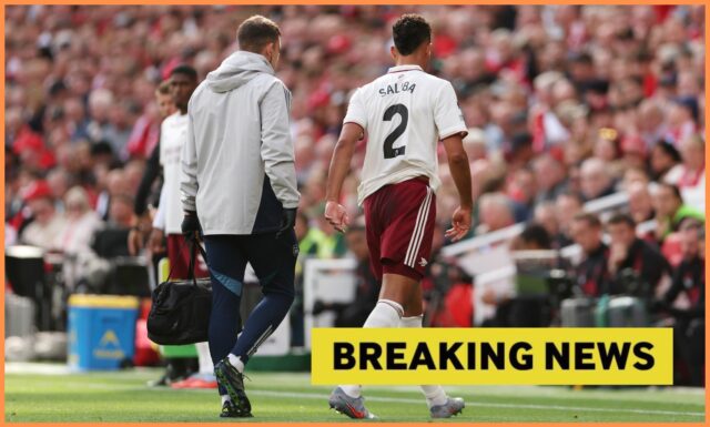 William Saliba reaguje, keď ide o zranený pre Arsenal