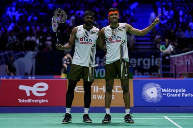 Pánske štvorhry na pódiu na Majstrovstvách sveta BWF TotalleNergies (zdroj obrázka: Getty)