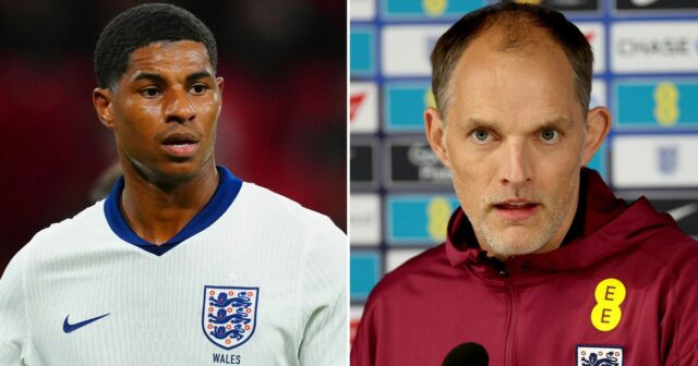 Londýn, Anglicko - 9. októbra: Marcus Rashford z Anglicka počas medzinárodného priateľského zápasu medzi Anglickom proti Walesu na štadióne Wembley 9. októbra 2025 v Londýne v Anglicku. (Foto: Crystal Pix/Mb Media/Getty Images)