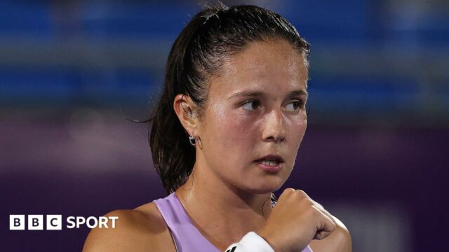 Daria Kasatkina reacts with disappointment during her loss to Katerina Siniakova at the Korea Open