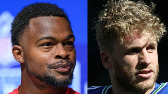 Dream Football Week 9 Waiver Cable Pass prijímač Snímače úloha. Kayshon Boutte v zápase New England Patriots vs Tennessee Titans - Zdroj: Getty