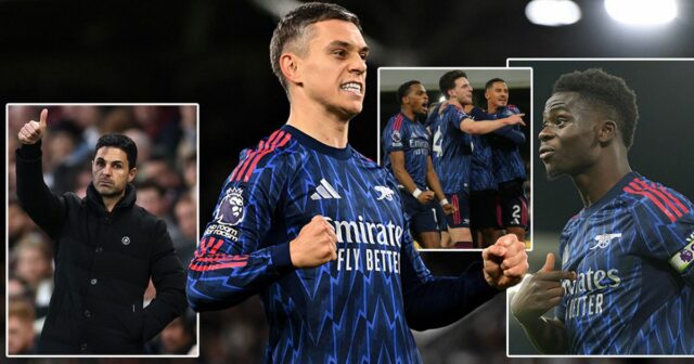 Hráči Arsenalu oslavujú gól proti Fulhamu