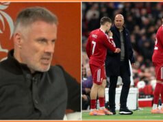 Liverpool sa nesnaží vyhodiť Arneho Slotu, hovorí Jamie Carragher Alexis Mac Allister z Liverpoolu