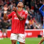 Dan Ndoye reacts to a missed chance