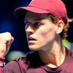 Jannik Sinner celebrates victory over Alexander Bublik