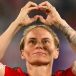 Wales midfielder Jess Fishlock makes a love heart gesture
